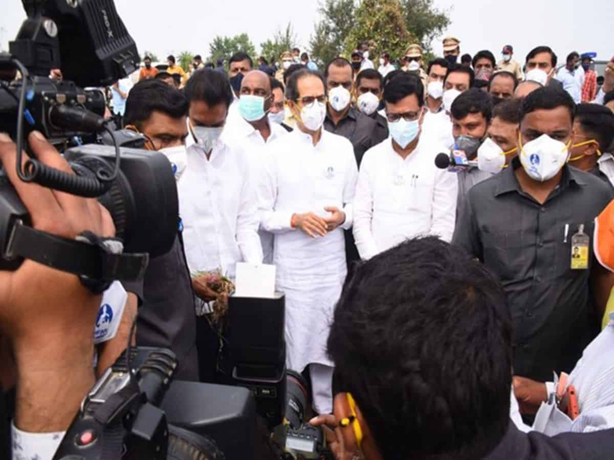 Maharashtra CM visits rain-affected villages, meets farmers