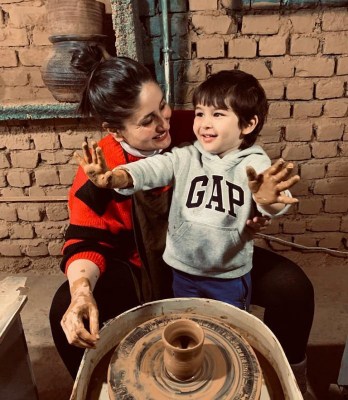 Kareena and Taimur try pottery in Dharamkot