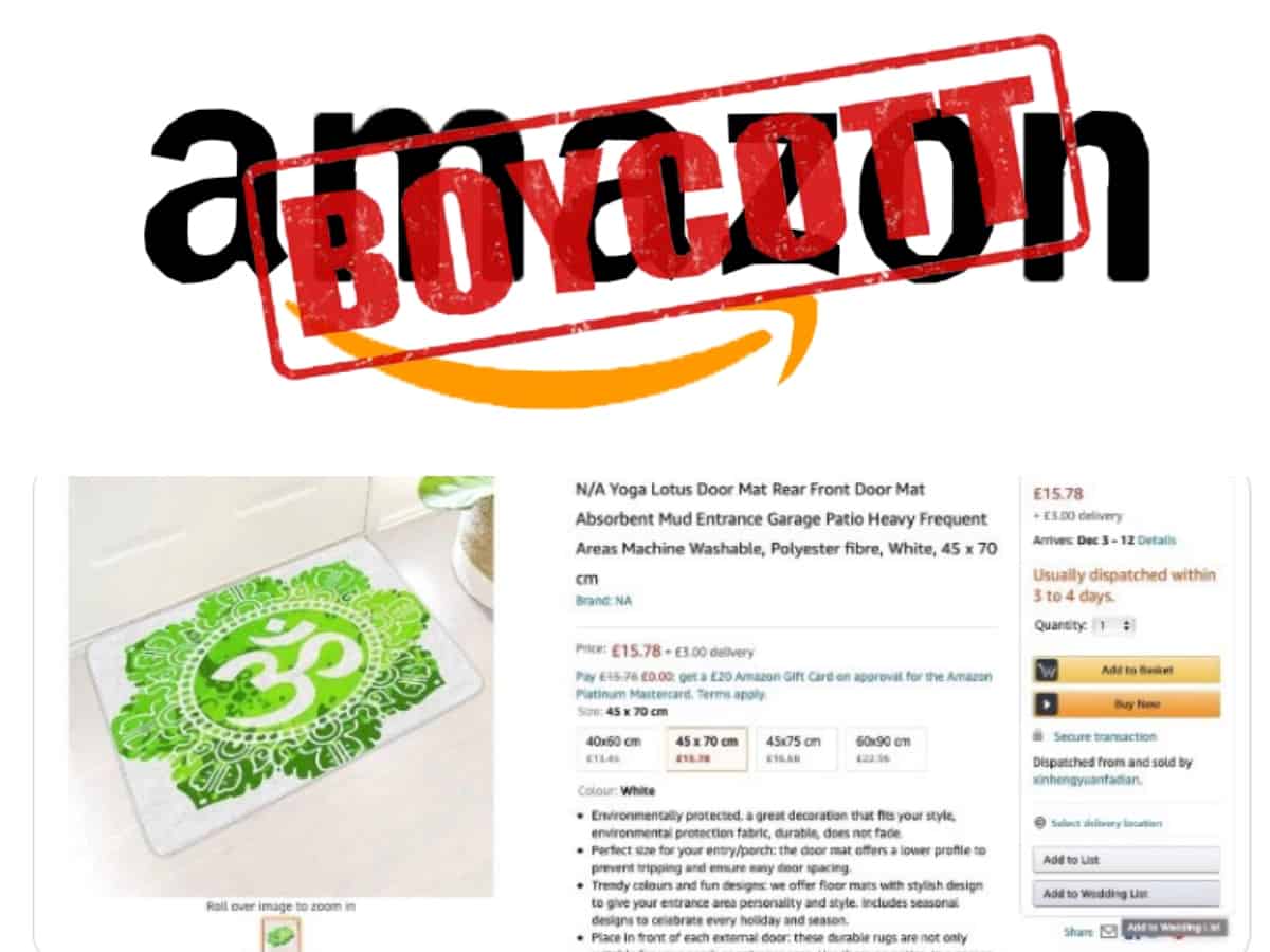Netizens demand boycott of Amazon for selling 'Om' printed door mats
