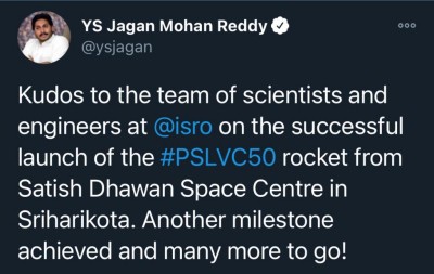 Andhra CM, Guv hail ISRO for successful PSLV C-50 launch