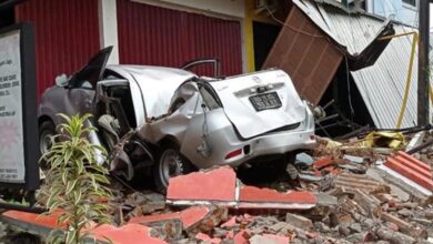 Buildings damaged after earthquake in Indonesia