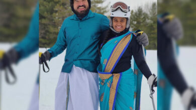 Viral Video: Desi couple skiing in 'dhoti and saree' in US wins internet