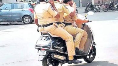 Khammam: Three women constables fined for triple riding, without helmet, talking on phone