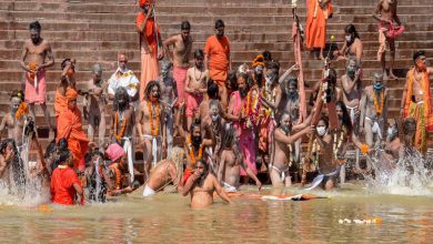 At ‘symbolic’ Kumbh Mela, at least 25K people gather on last holy dip