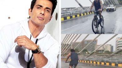 Sonu Sood spotted on Durgam Cheruvu on cloudy morning; bicycles his way to 'Acharya' sets