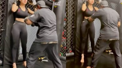 Urvashi Rautela shares training video of getting punched in the gut