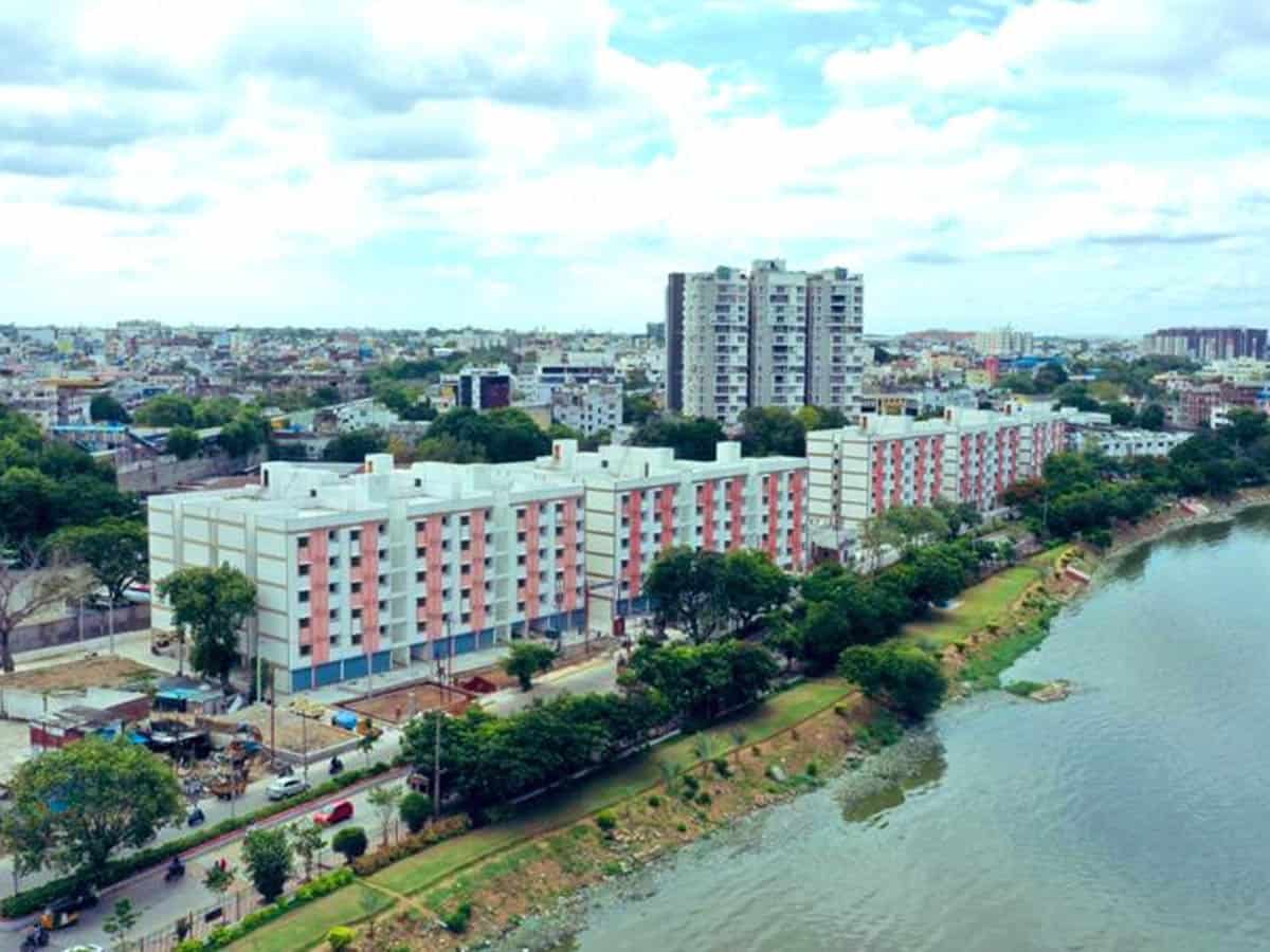 2BHK houses for poor with lake view come up in Hyderabad