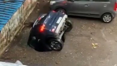Mumbai: Concrete floor caves in, car sinks into water, video goes viral