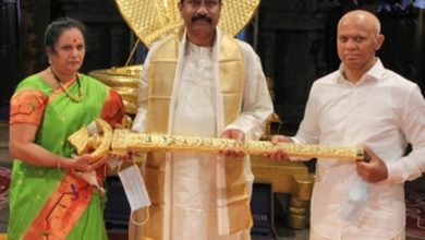 Hyderabad bizman donates Rs 1 cr gold sword to Tirupati deity