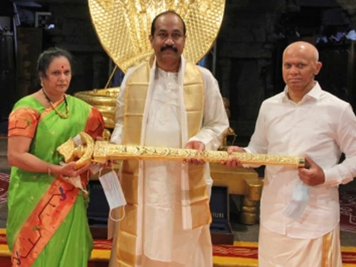Hyderabad bizman donates Rs 1 cr gold sword to Tirupati deity