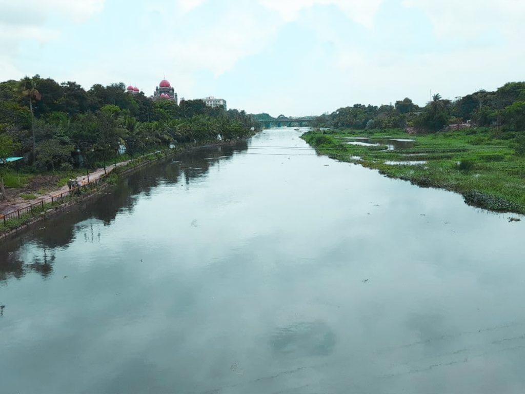Musi river filled with intercession and gates of Osman Sagar