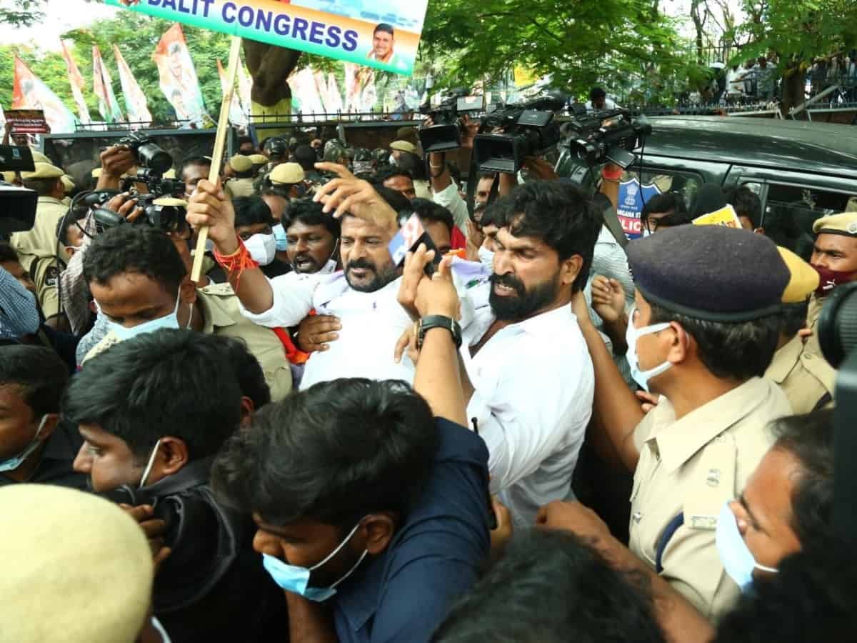 Telangana Cong chief Revanth Reddy arrested; party’s fuel hike protest foiled