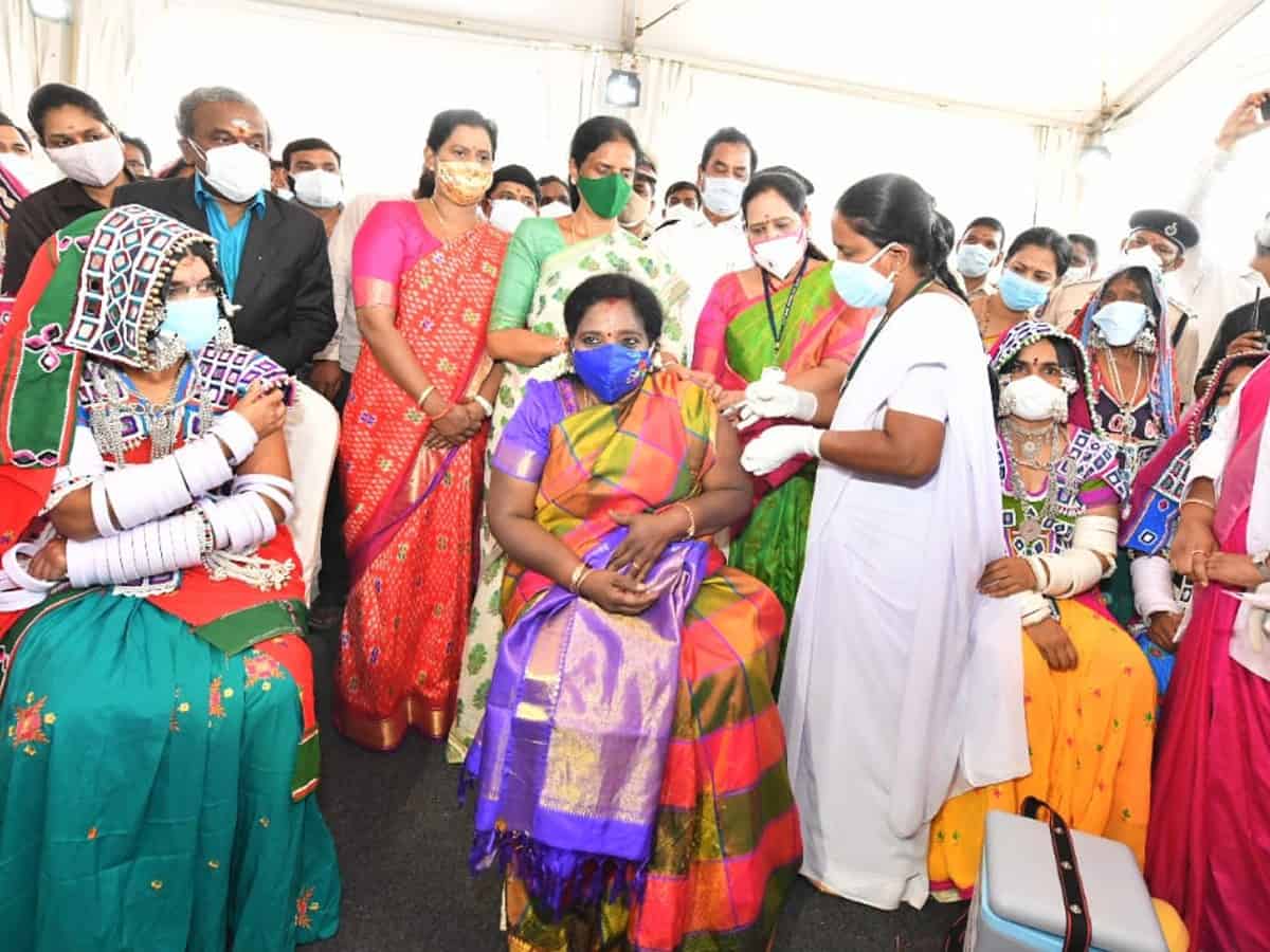 Telangana Governor takes COVID-19 vaccine among tribals
