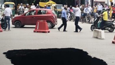 Delhi: Portion of road under IIT flyover caves in, traffic affected