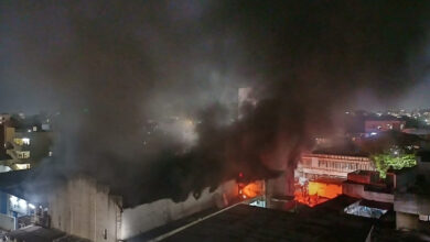 Fire erupts in Prakash Talkies' premises at Mangalhat