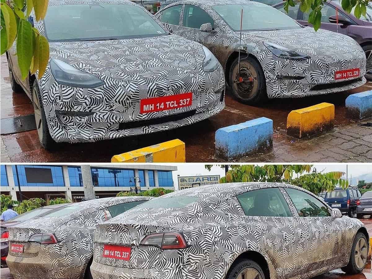 Camouflaged Tesla Model 3 cars spotted on Mumbai-Pune Expressway
