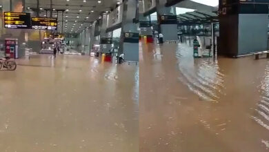 Delhi airport's forecourt waterlogged, 3 flights cancelled, 5 diverted due to heavy rains