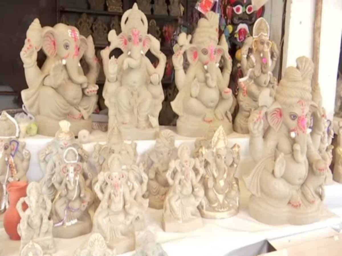People preferring eco-friendly clay Ganesha idols in Hyderabad