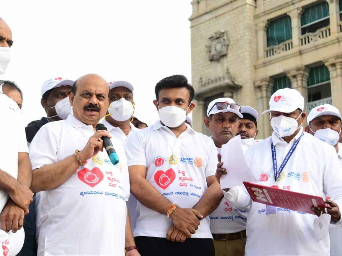 World Heart Day: Bommai takes pledge to walk briskly for 30 minutes