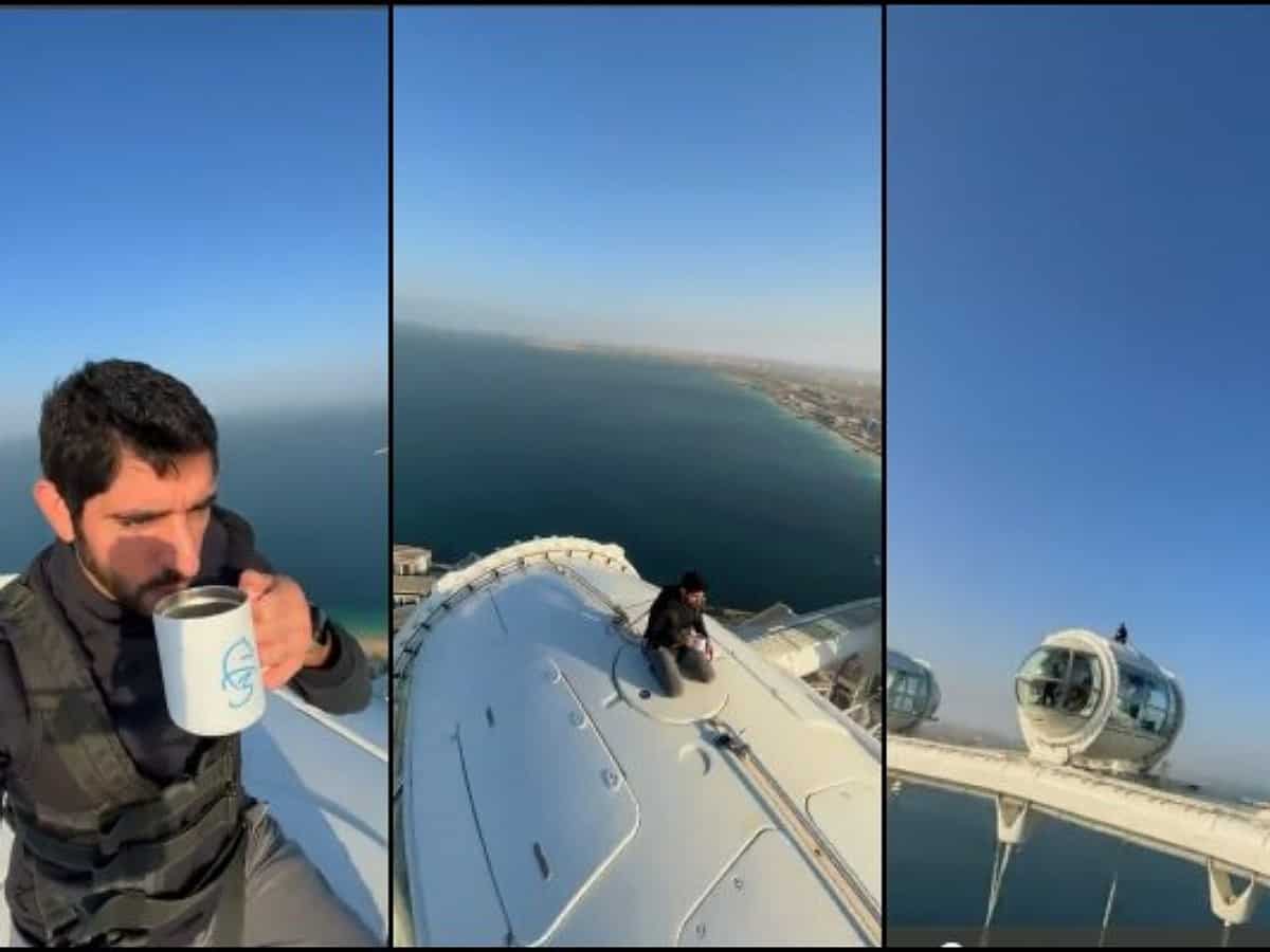 Dubai crown prince sips a beverage 250 metres off the ground on top of 'Ain Dubai'