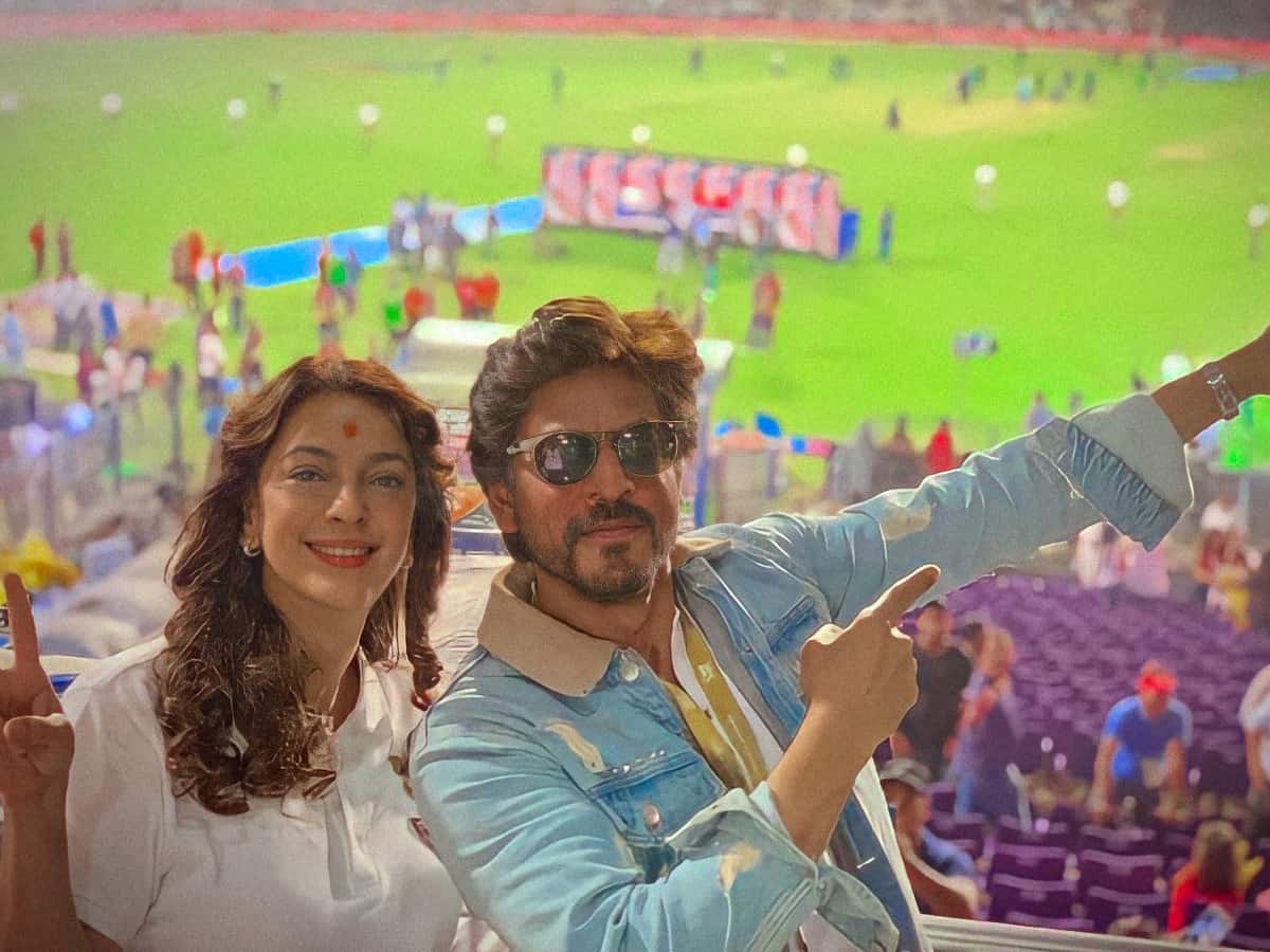 SRK goes to receive son, Juhi Chawla stands surety