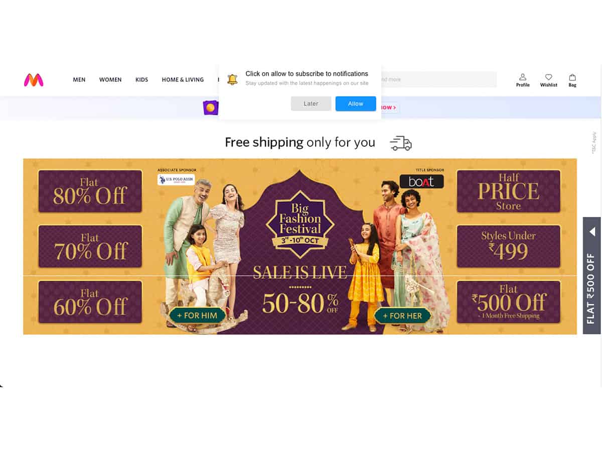 Myntra registers biggest-ever opening day for its Big Fashion Festival