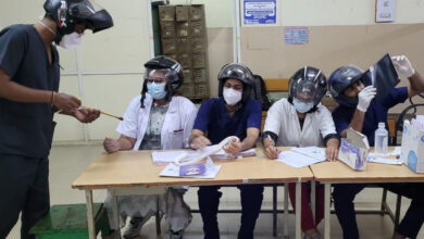 Doctors at Osmania Hospital wear helmets to work after fan falls on colleague