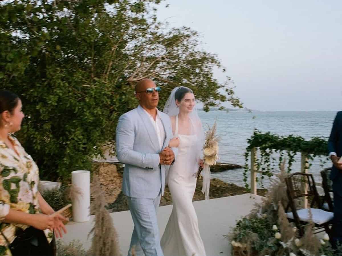 Vin Diesel walks Paul Walker's daughter down the aisle