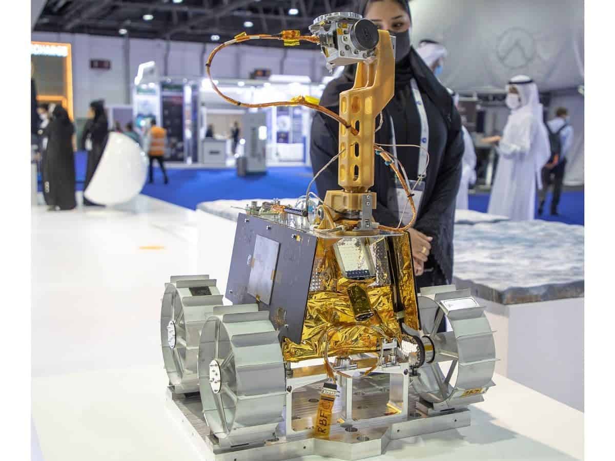 Model of Rashid rover on display at IAC 2021 in Dubai