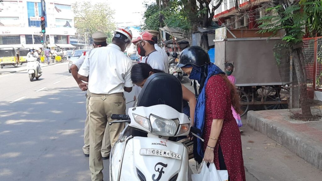 Hyderabad traffic police implement pillion rider helmet rule, impose