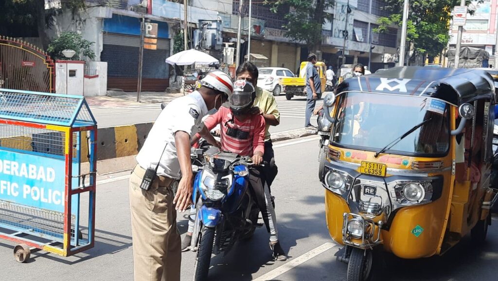 Hyderabad traffic police implement pillion rider helmet rule, impose