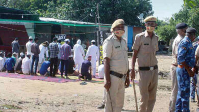 Prayers being held under police protection in Gurugram. (PTI Photo)