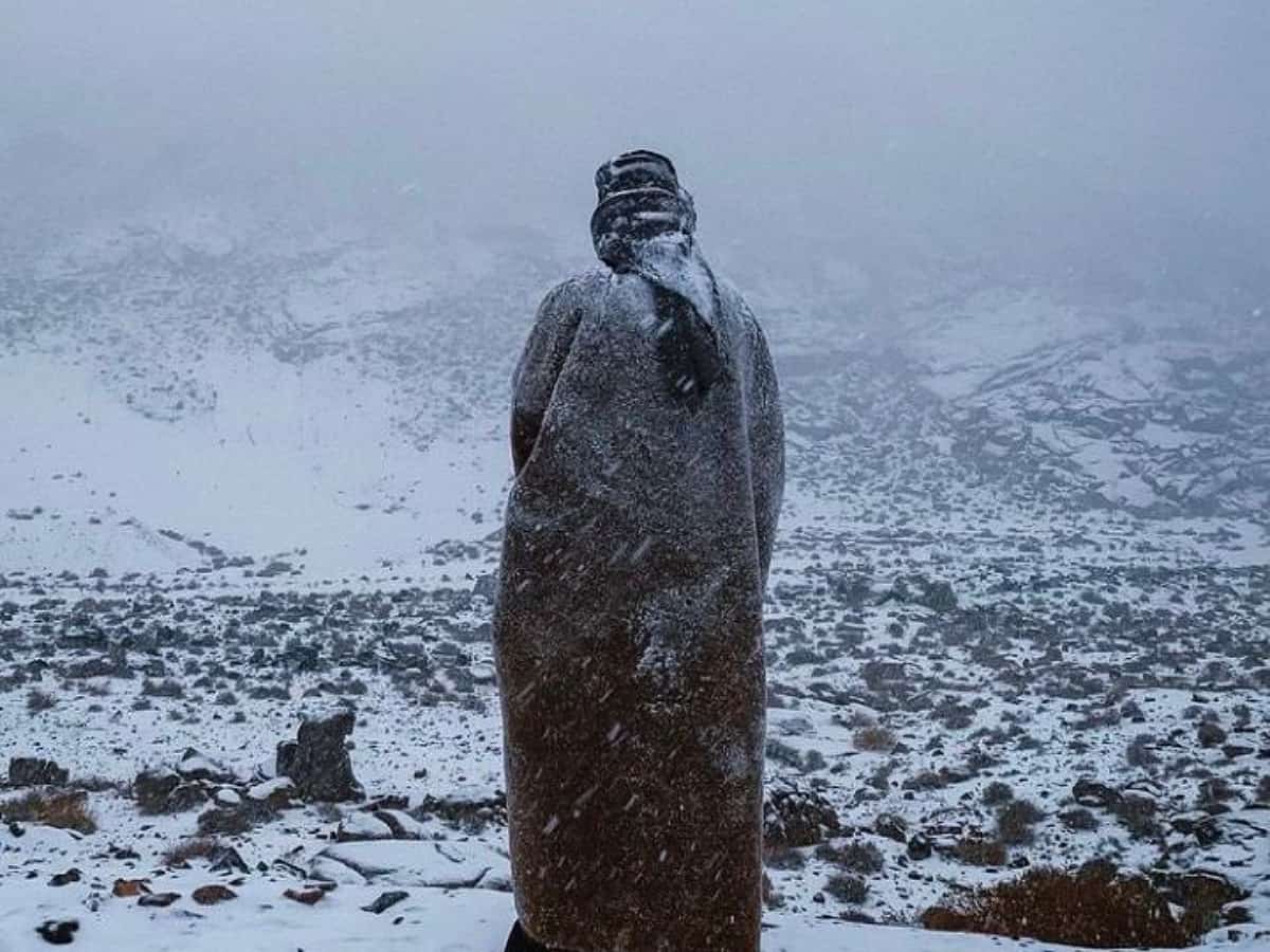 Watch: Saudis welcome snowfall with traditional dance