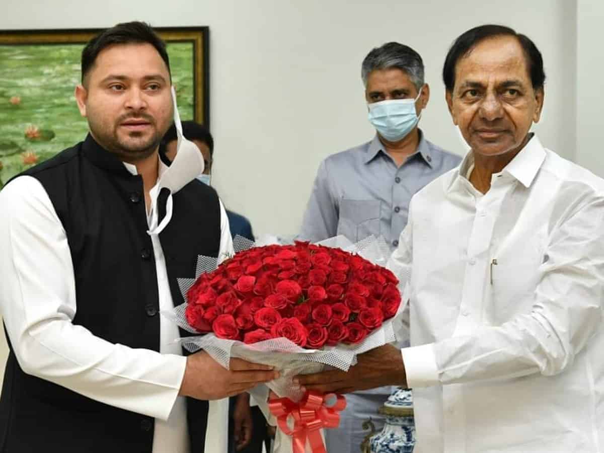 Photos: Telangana CM KCR meets RJD chief Tejaswi Yadav