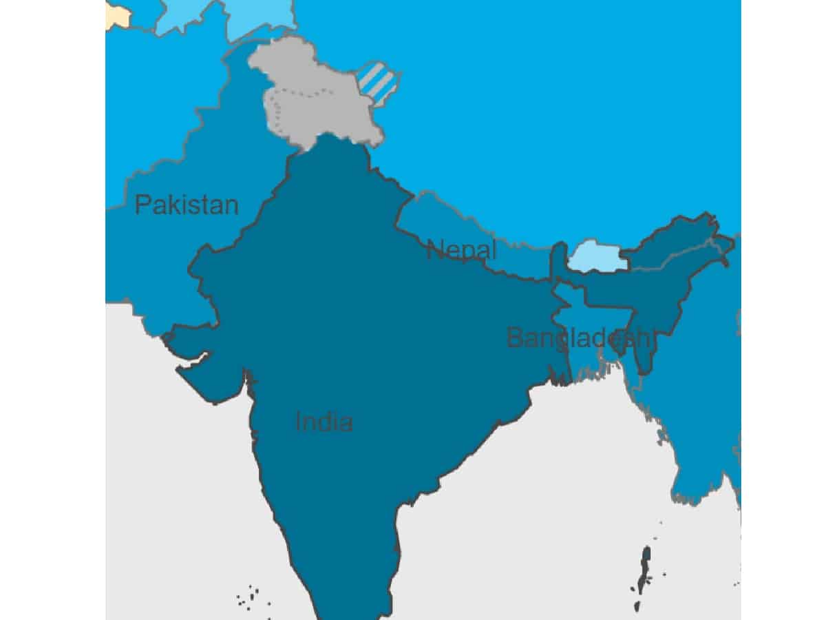 WHO shows J-K as part of Pak, China