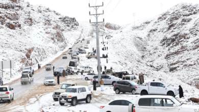 Snow-blanketed in Saudi Arabia's Tabuk region