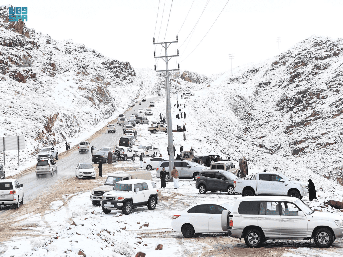 Snow-blanketed in Saudi Arabia's Tabuk region