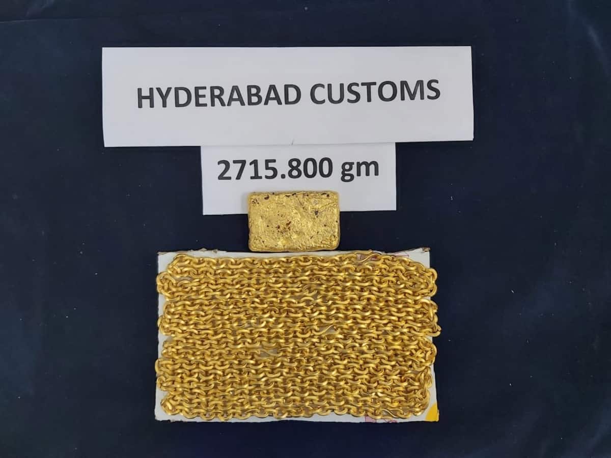 Gold worth Rs 1.36 lakh seized at Hyderabad Airport