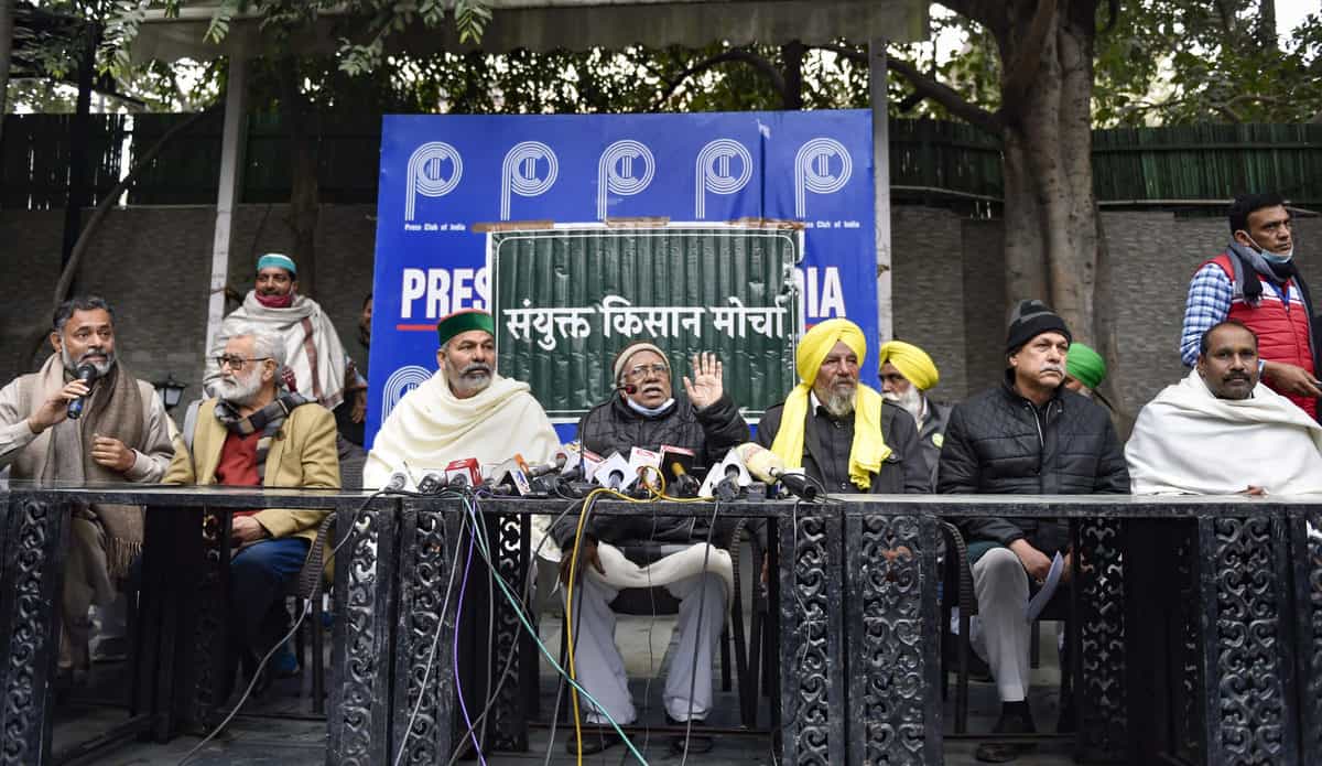 Farmer leaders press conference in Delhi