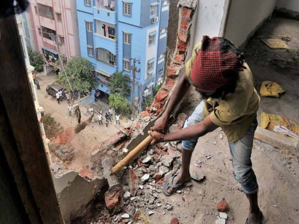 Hyderabad: 3 illegal buildings razed, 2 sealed
