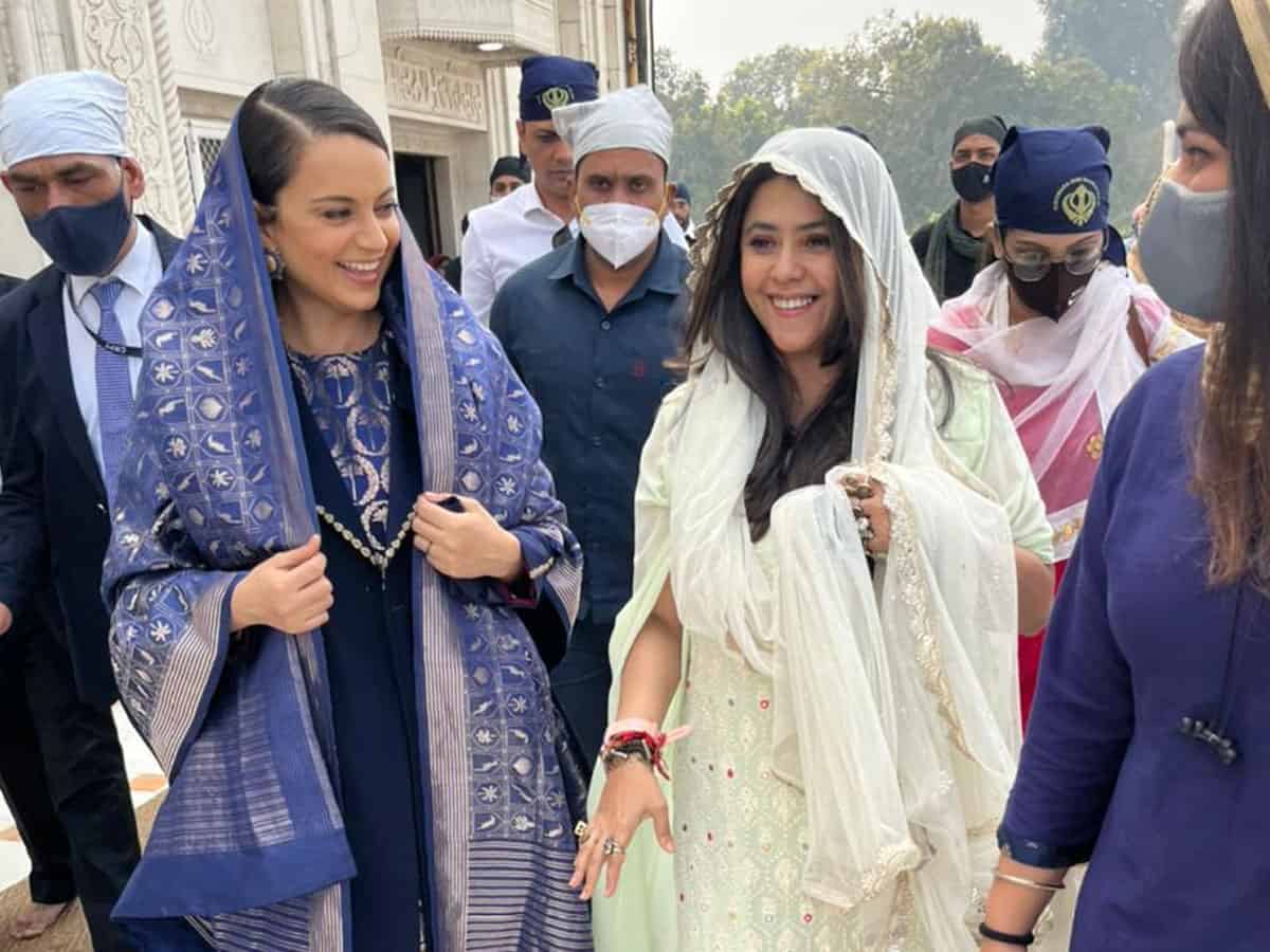 Kangana Ranaut, Ekta Kapoor visit Gurudwara Bangla Sahib for blessings