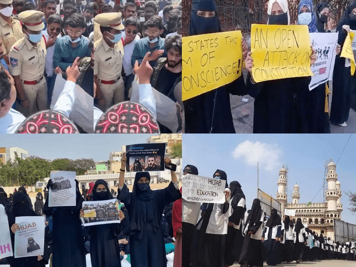 Protests erupt across Hyderabad over Karnataka hijab row