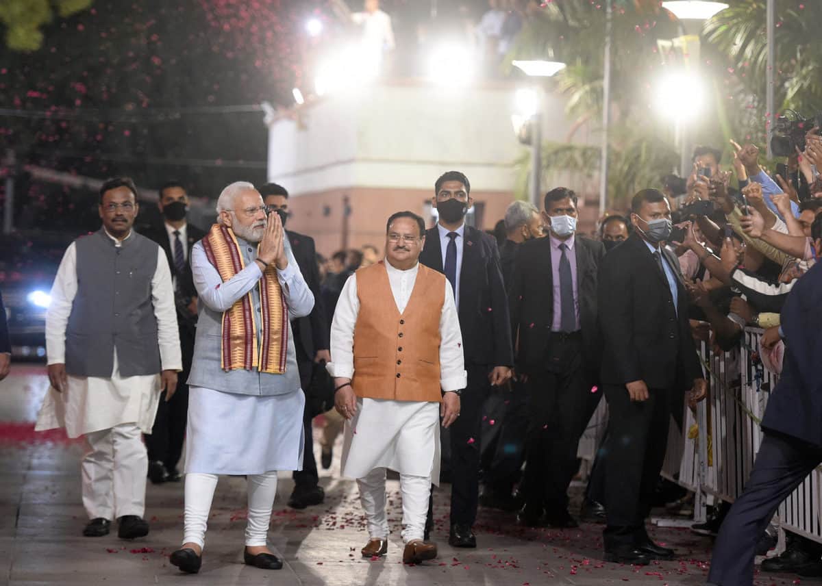 BJP wins Assembly polls: Celebrations at BJP HQ