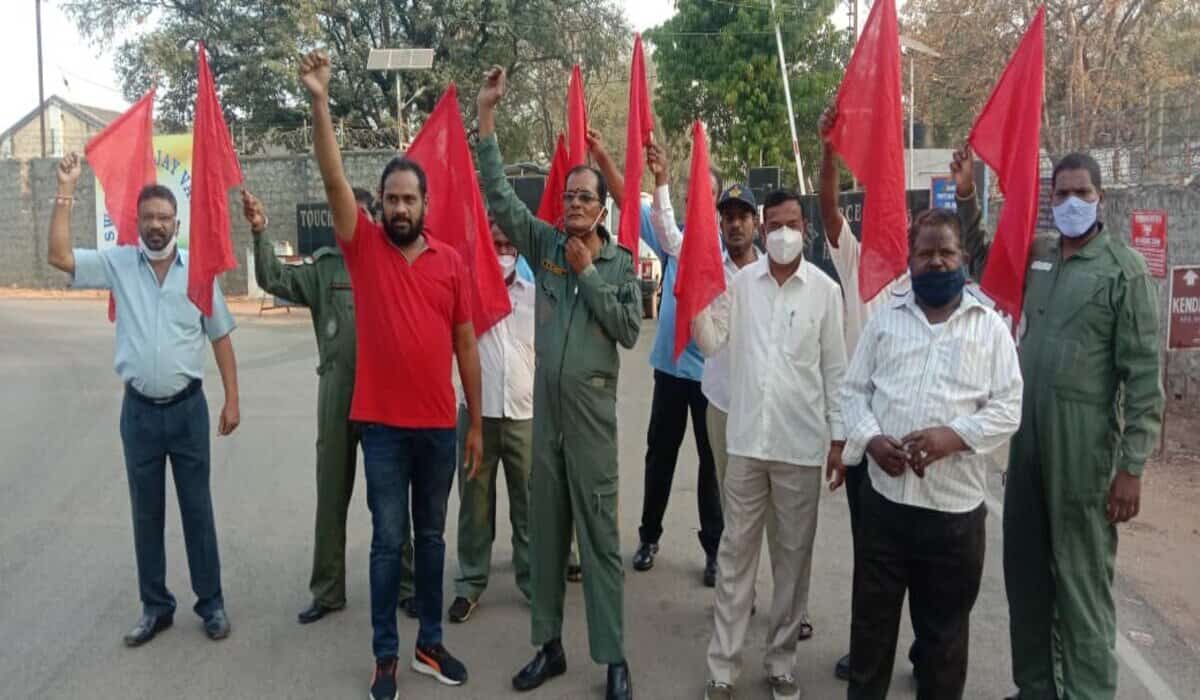 Hyderabad: Trade unions hold protests as part of strike