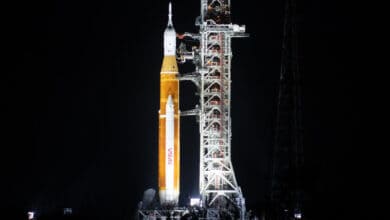 NASA's Artemis 1 mega SLS moon rocket makes public debut