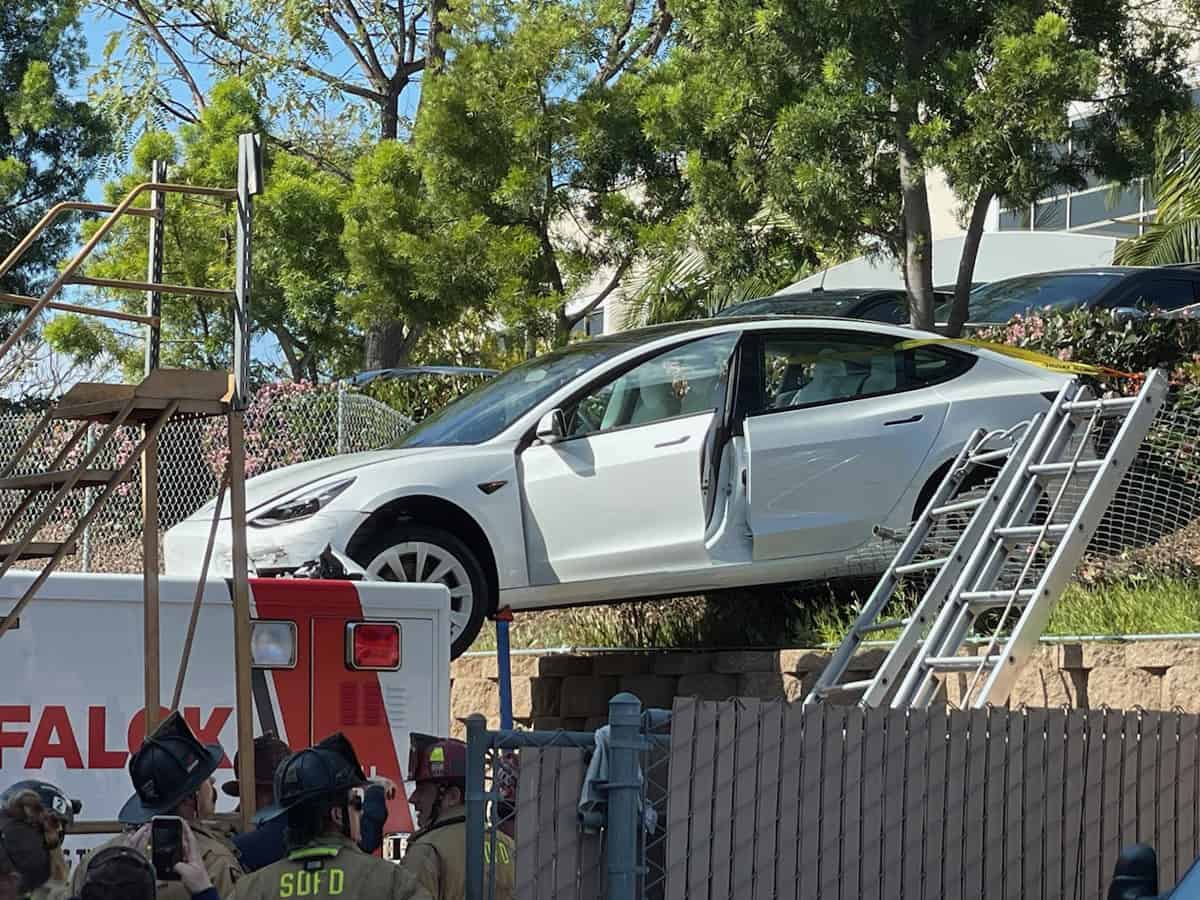 Tesla driver accidentally lands on top of ambulance in US