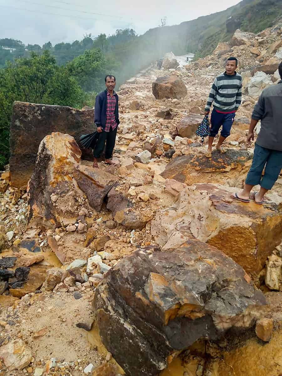 Landslides after rain in Meghalaya