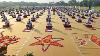 Yoga event at Safdarjung Airport in Delhi
