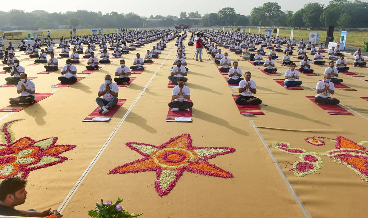 Yoga event at Safdarjung Airport in Delhi