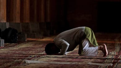A Musalim Man offers Prayers inside Historic Jamia Masjid in Srinagar during Ramdhan